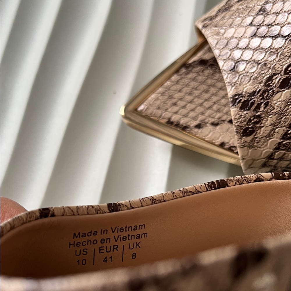 ALDO Brown Snake-Print Pointed Slide Mules - Picture 6 of 6